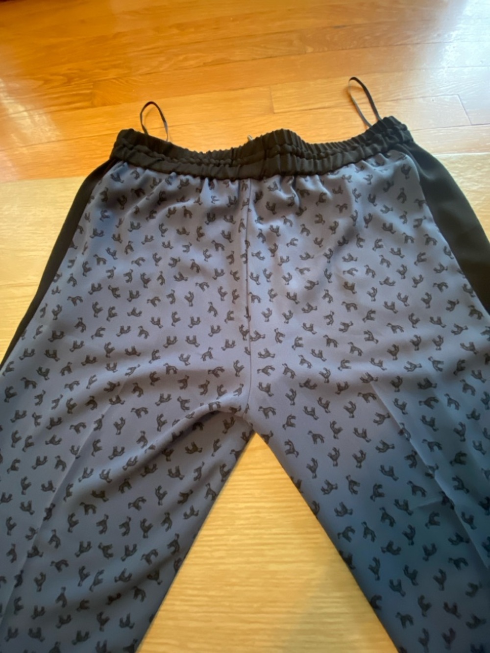 RACHEL DOG Rachel Roy DOG Navy Print Pants  Black Waistband and Side Panel MED
